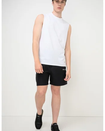 Tricou cu aplicatie logo brodata, fara maneci, Alb