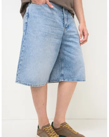 Bermude baggy din denim Theo, Albastru melange