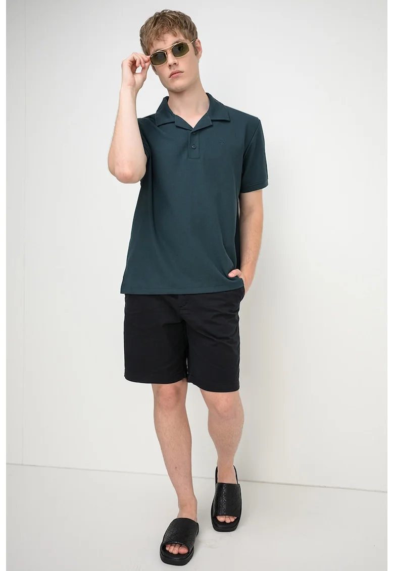 Tricou polo cu model uni, Verde englez