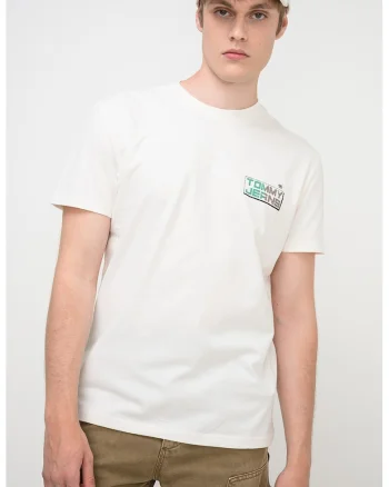 Tricou regular-fit cu imprimeu logo, Alb/Verde/Maro pamantiu