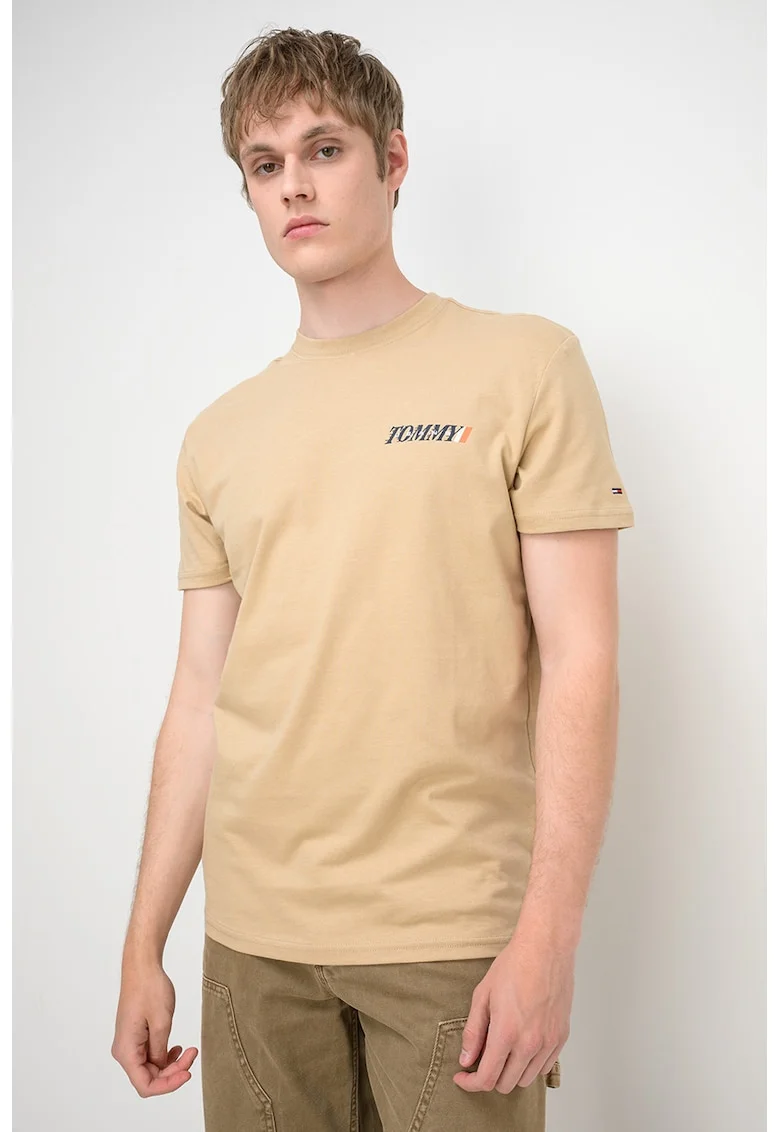Tricou regular-fit cu decolteu la baza gatului, Alb/Albastru ultramarin/Bej
