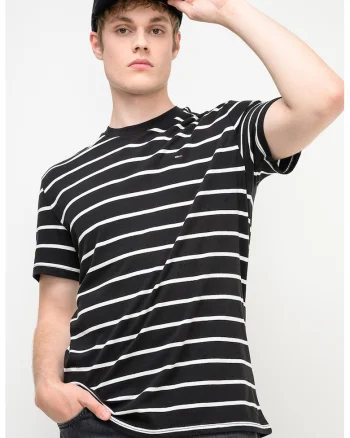 Tricou din bumbac cu dungi, Alb/Negru