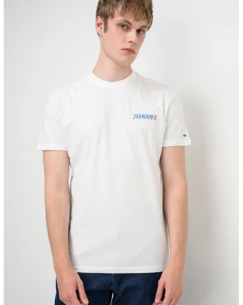 Tricou regular-fit cu decolteu la baza gatului, Alb/Albastru