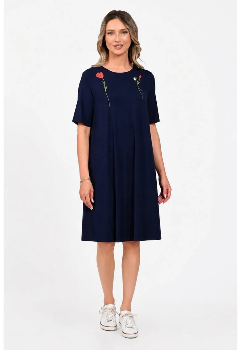 Rochie Dama,  A-Line, cu Pictura Realizata Manual V396