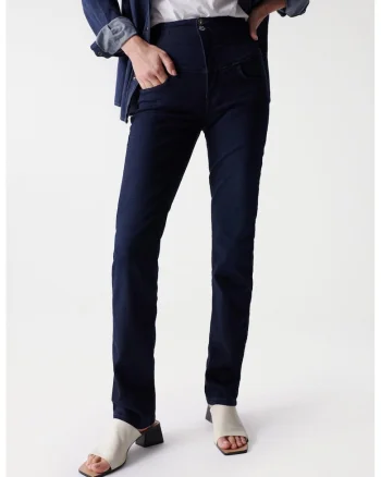 Blugi slim-fit cu talie inalta, Albastru inchis