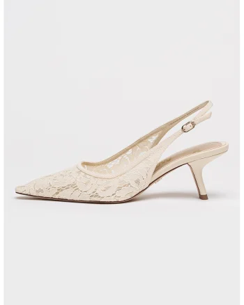 Pantofi slingback cu varf ascutit Bianka, Crem