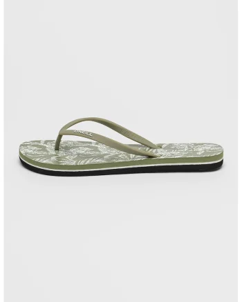 Papuci flip-flop cu logo Profile, Kaki/Alb murdar