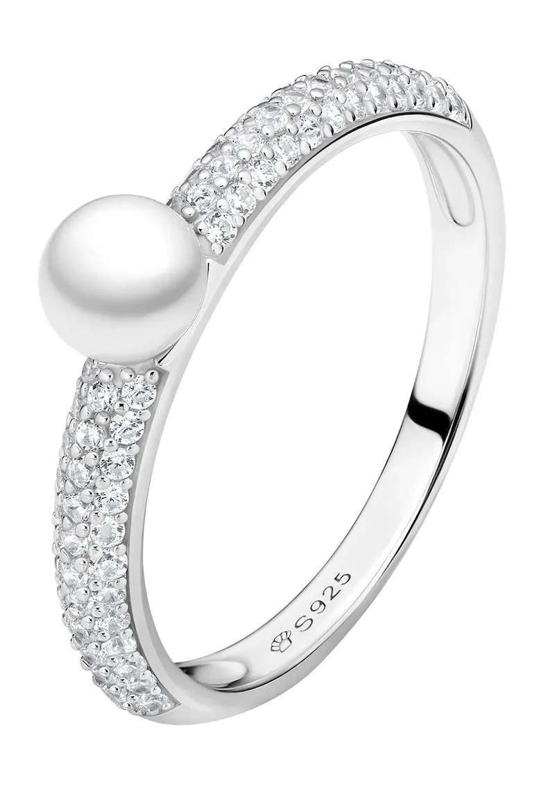 Inel argint cu perla naturala si zirconia pave - Crown