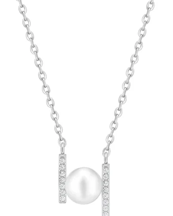Pandant argint cu perla naturala si zirconia pavé - Aligné
