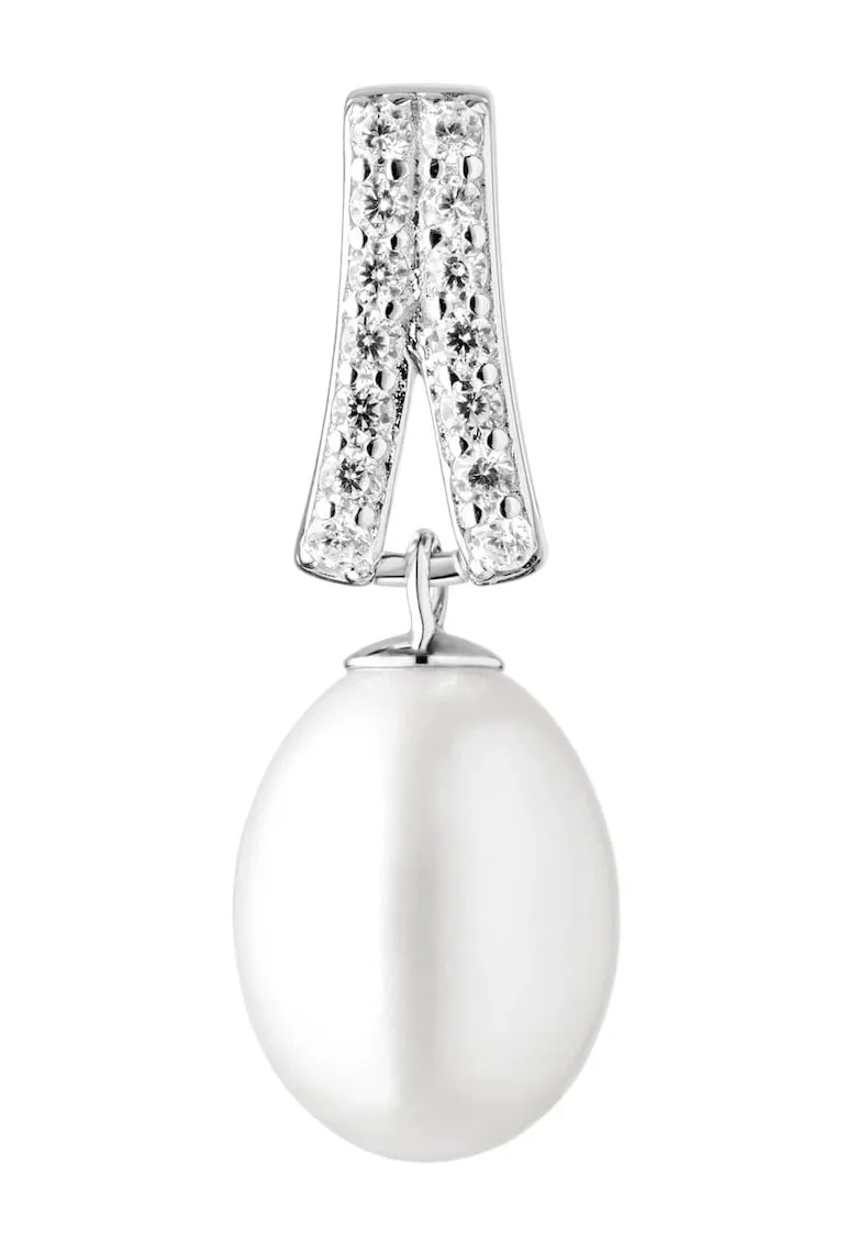 Pandantiv argint cu perla naturala si zirconia pavé - Cloche