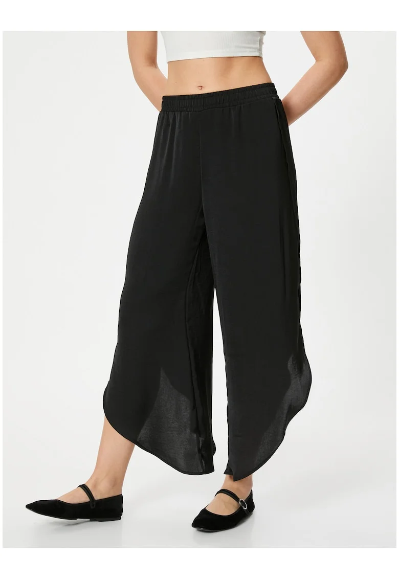 Pantaloni relaxed fit asimetrici, Negru