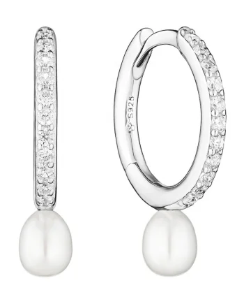 Cercei argint cu perle naturale si zirconia pavé - Eternity