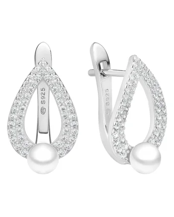 Cercei argint cu perle naturale si zirconia - Mirage