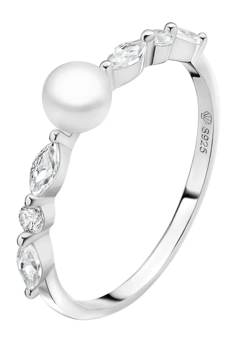 Inel argint cu perla naturala si zirconia marquise - Céleste