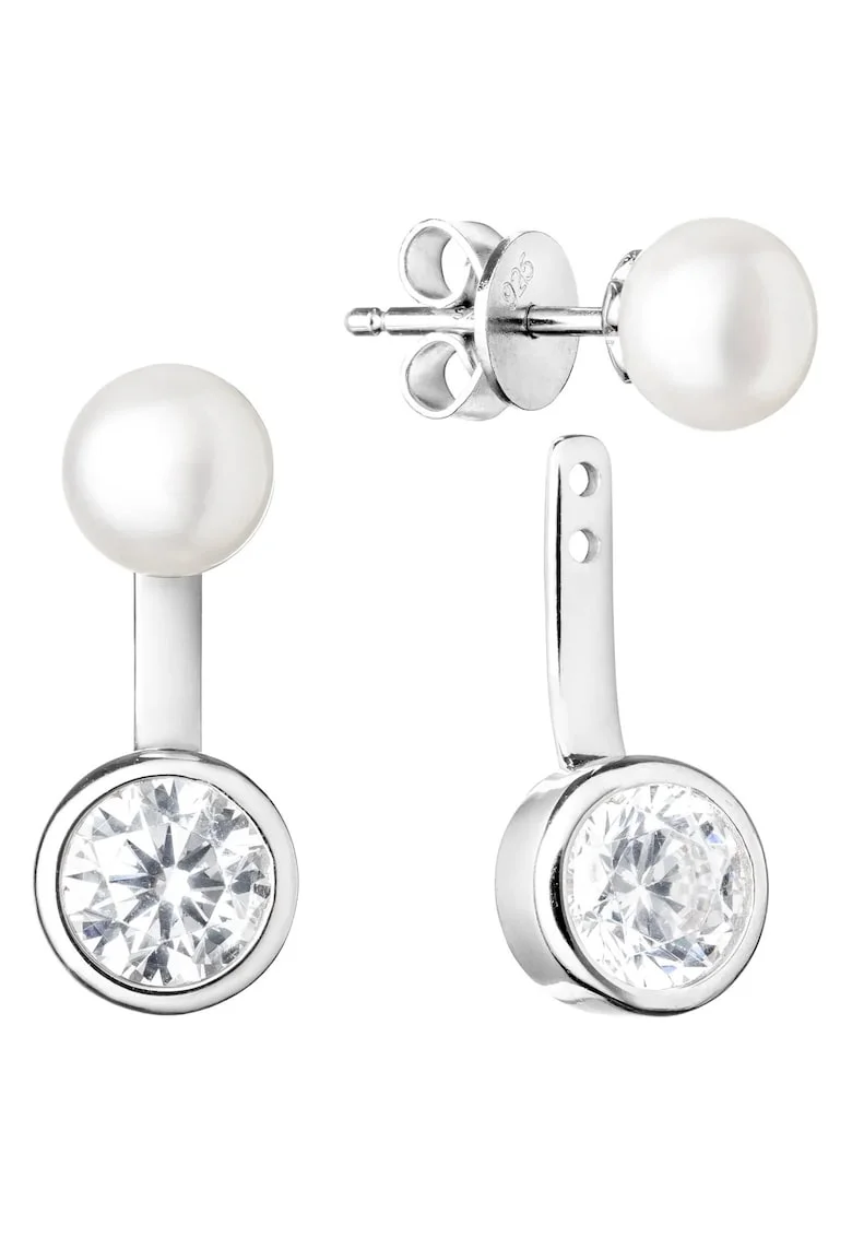 Cercei argint cu perle naturale si zirconia - Luna