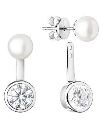 Cercei argint cu perle naturale si zirconia - Luna