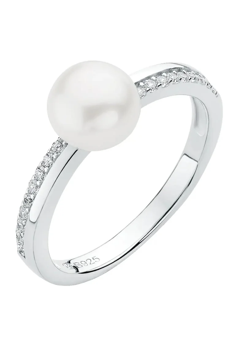 Inel argint cu perla naturala si zirconia pavé - Prestige