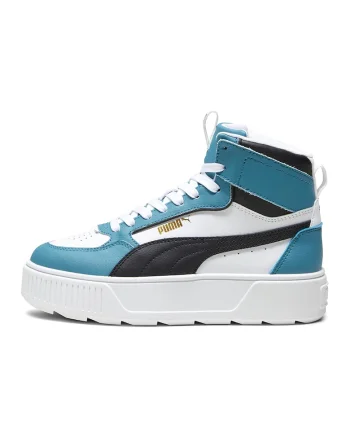 Pantofi sport cu insertii de piele Karmen Rebelle, Alb/Negru/Albastru prafuit