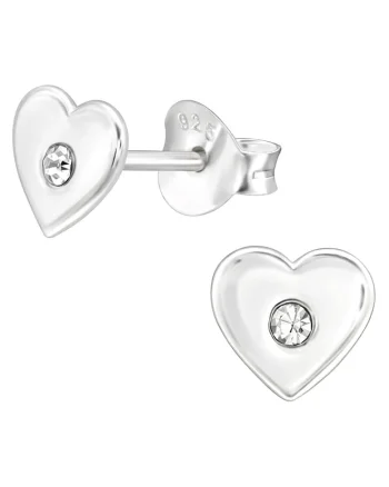 Cercei Argint 925 Inimioare cu Cristale Zirconia, 6x6mm, inchidere fluturas