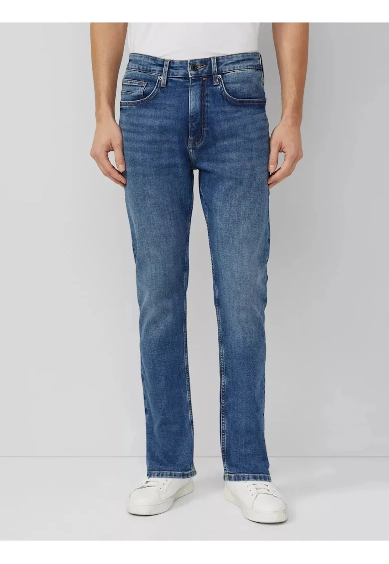 Blugi barbati Mauro cu talie medie, croiala Regular Fit, Tapered Leg, Albastru deschis, W30 L32