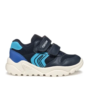 Pantofi sport cu velcro si garnituri din piele ecologica, Turcoaz/Bleumarin