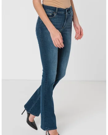 Blugi bootcut cu talie medie, Albastru