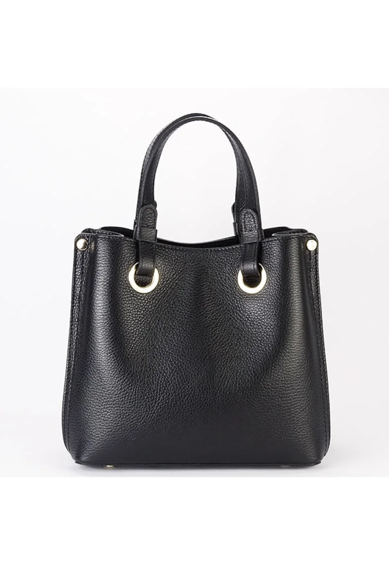 Geanta din piele naturala office/casual B-8916 129, Negru, 23x25x12