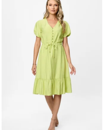 Rochie midi cu decolteu in V Nancy, Verde lime
