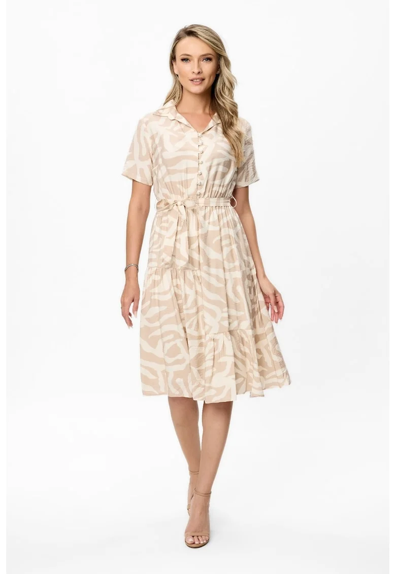 Rochie midi cu model Ellia, Bej