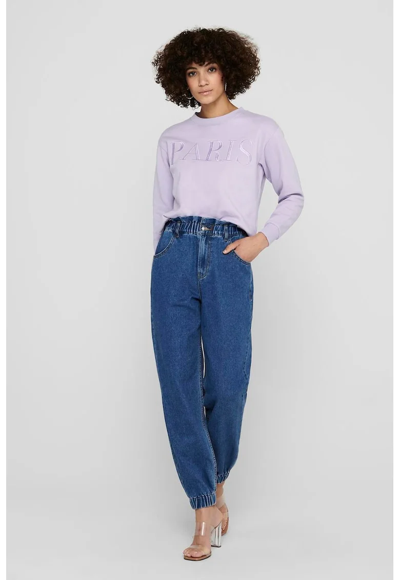 Bluza de trening cu text brodat, Violet deschis