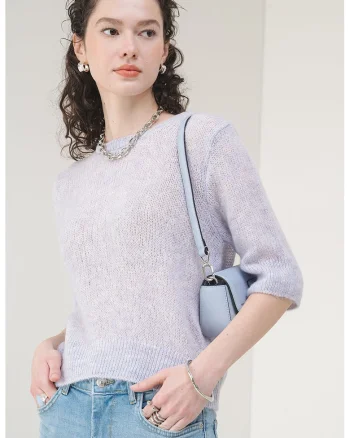 Pulover cu maneci medii Kristy, Lila