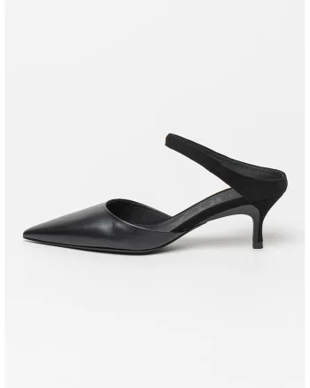 Pantofi slingback din piele si piele intoarsa Code, Negru