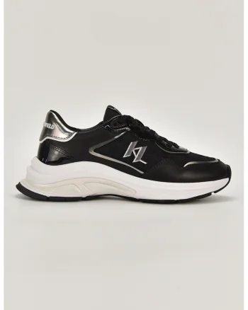 Pantofi sport cu insertii de piele, Negru