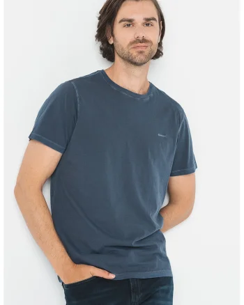Tricou de bumbac cu logo discret, Bleumarin