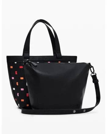 Geanta tote cu etui detasabil, Rosu/Negru/Portocaliu
