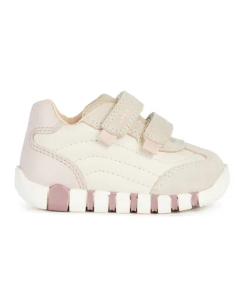 Pantofi sport din piele cu garnituri din piele intoarsa, Bej
