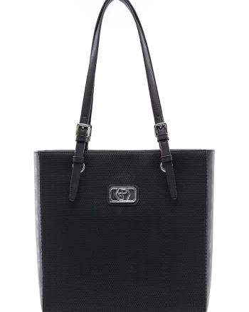 Geanta tote de piele ecologica, Negru stins