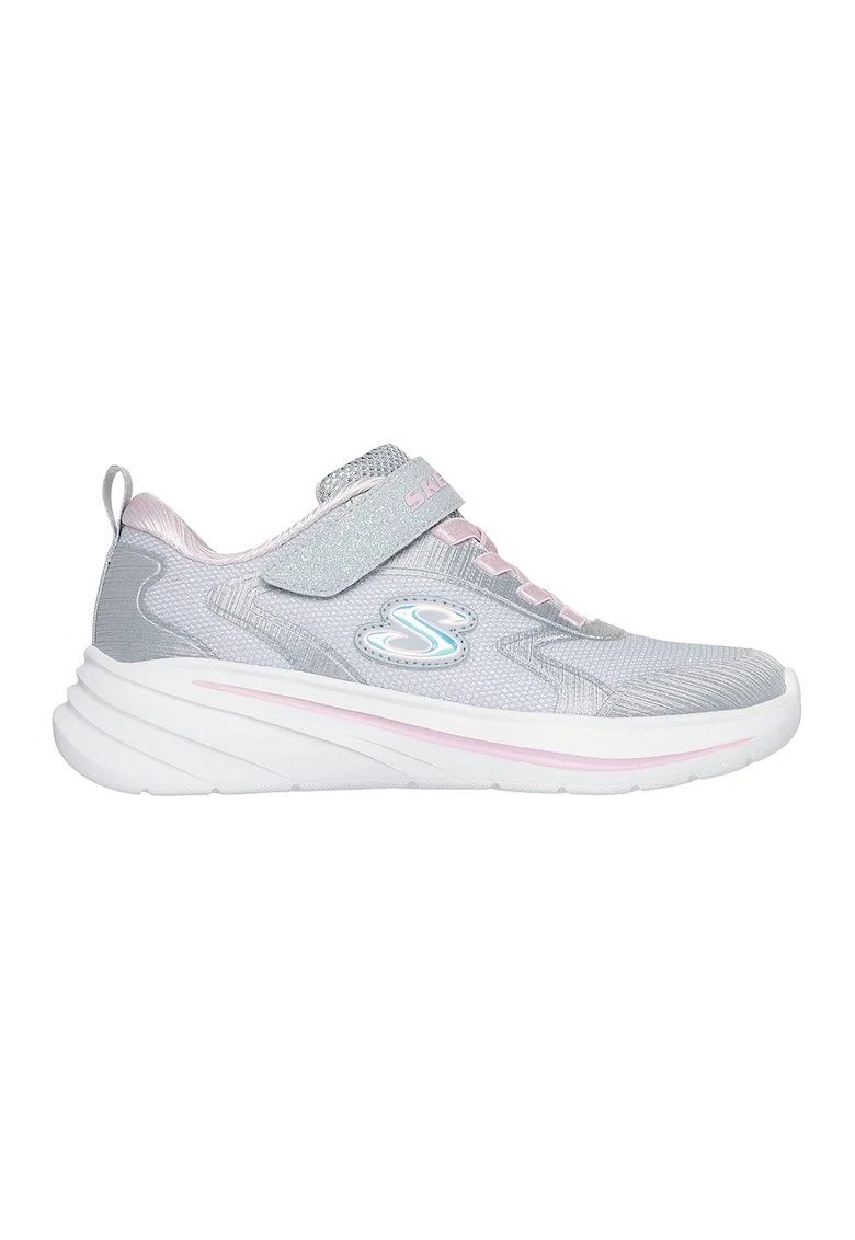Pantofi sport Wave 92 cu aspect stralucitor si velcro, Albastru pastel/Gri deschis/Roz prafuit