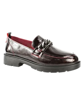 Pantofi casual, dama,  X400008B bordo, piele lacuita, Visiniu