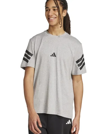 Tricou din bumbac cu 3 dungi Future Icons, Negru/Gri melange