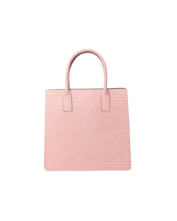 Geanta tote din piele cu bareta detasabila, Roz