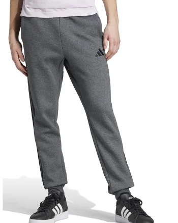 Pantaloni de trening cu logo si snur de ajustare, Negru/Gri inchis melange