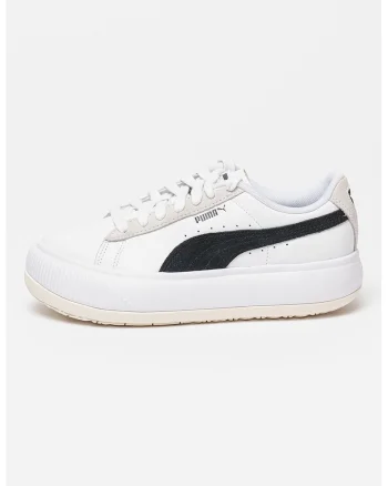 Pantofi sport din piele cu talpa flatform Mayu, Alb/Negru