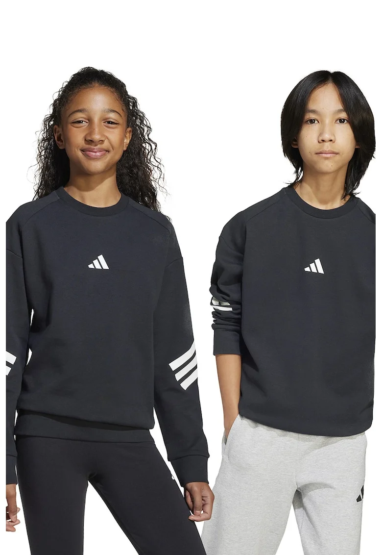 Bluza de trening cu maneci cazute, Alb/Negru stins