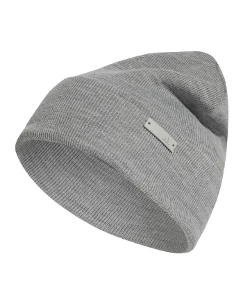 Caciula tricotata unisex cu logo metalic, Gri