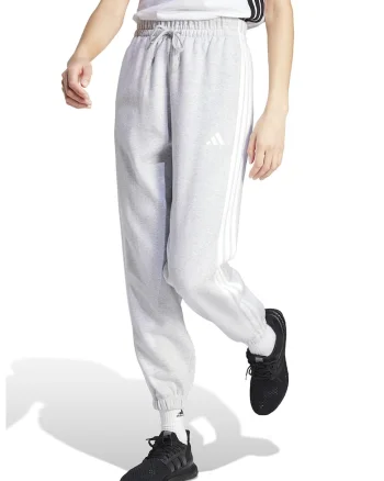 Pantaloni de trening cu talie inalta si snur de ajustare in talie, Alb/Gri deschis