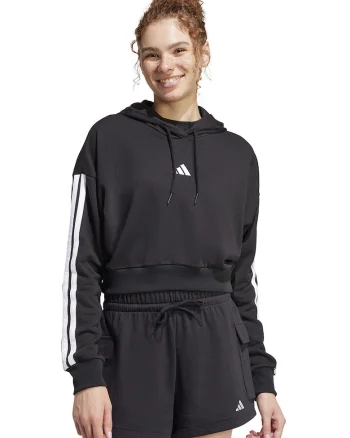 Hanorac crop cu logo, Alb/Negru