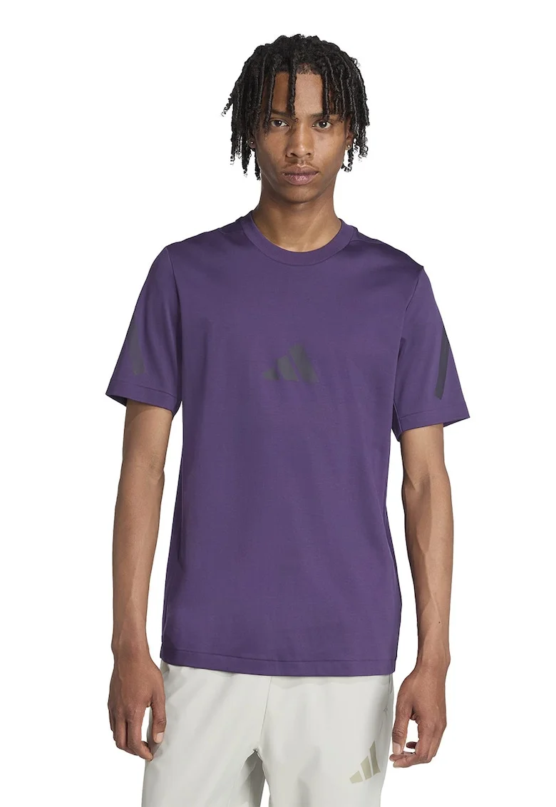 Tricou de bumbac cu model monograma Z.N.E, Violet