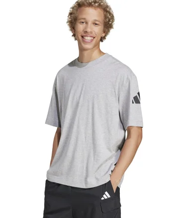 Tricou cu decolteu la baza gatului si detaliu cu logo pe maneci, Negru/Gri