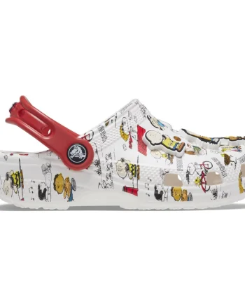 Saboti Crocs Toddler Peanuts Classic Clog Alb - White/Multi